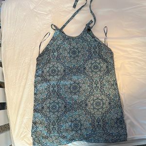 Silky blue sleeveless blouse